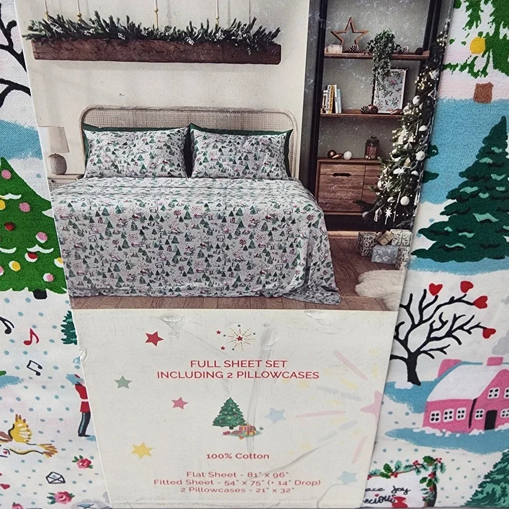 Cath Kidston London Shine Bright Cream FULL 4 Pc Sheet Set 100% Cotton *NEW*